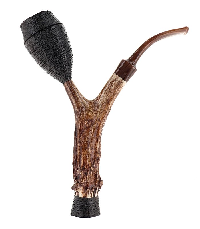 Pipa LA BIOTA Morta Bog Oak shape stand up cavalier in palco di capriolo