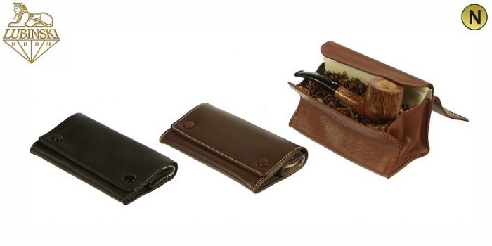 Lubinski - PortaTabacco Nappa Marrone Chiaro BOX Grande con Bottoni