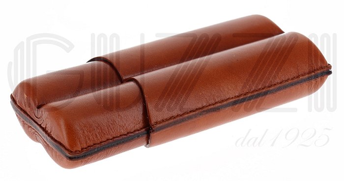 Lubinski - Porta Sigari scanalato in Cuoio - 2 Double Robusto - Avana