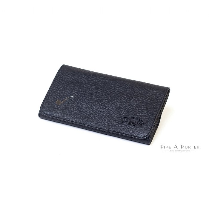 Savinelli - Busta con patta per Tabacco in Pelle NERO