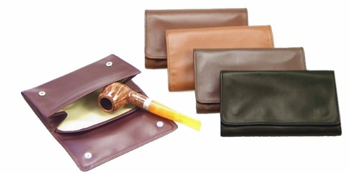 Lubinski - Busta Porta Tabacco Vitello 2 Bottoni - Bordò