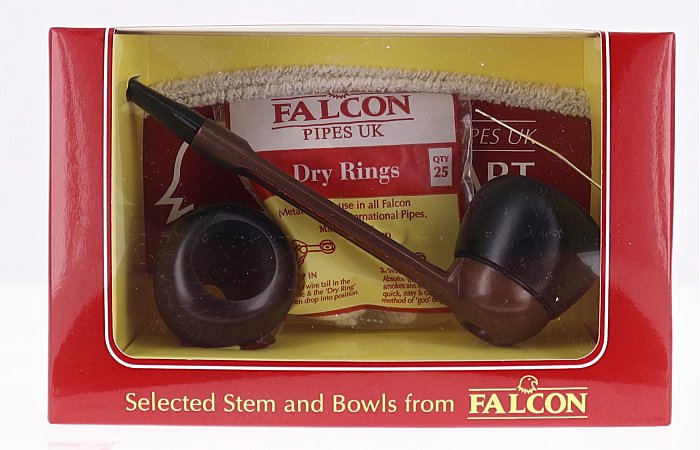 Pipa FALCON base marrone dritta con teste Genoa e Apple