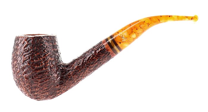 Pipa Savinelli Miele 670 KS rusticata brownblast shape bent billiard filtro 9mm