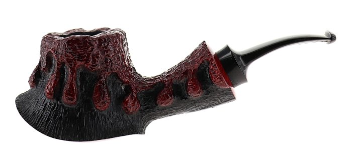 Pipa C-pipe GRUPPO 6 scolpita nera e rossa shape stand up vulcano