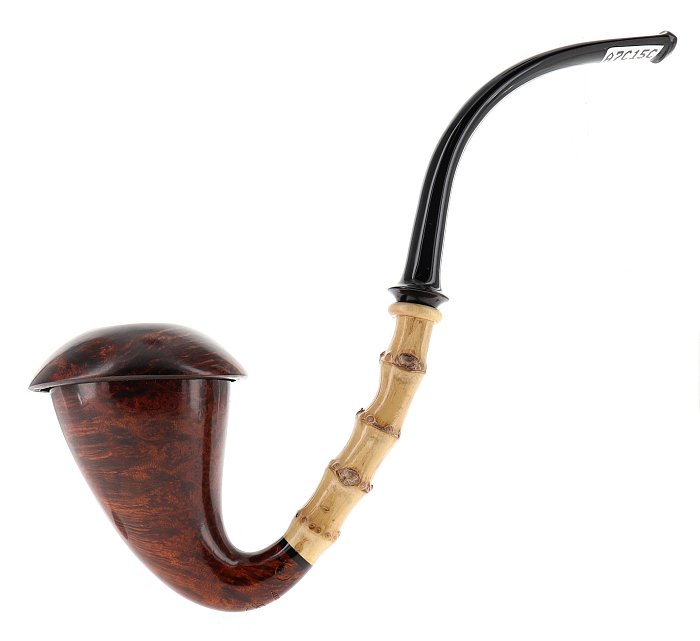 Pipa C-pipe GRUPPO 5 BAMBOO liscia marrone shape bent calabash 2 cup