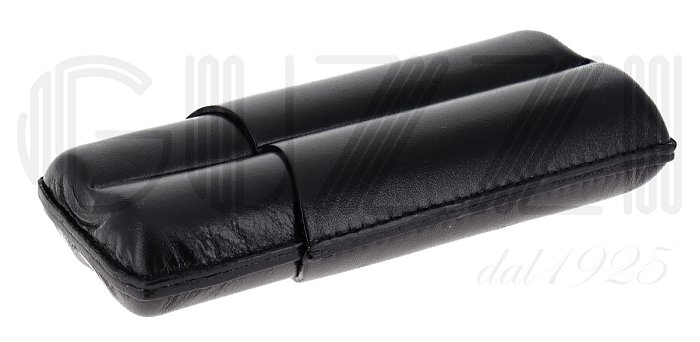 Lubinski - Porta Sigari scanalato in Cuoio  - 2 Double Robusto - Nero