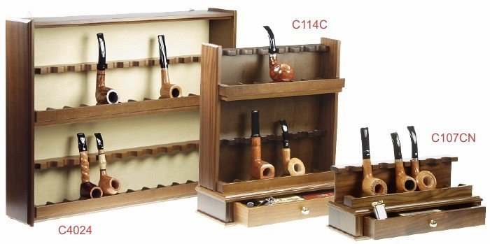 Lubinski - Portapipe 7 posti con Cassetto in Radica Noce