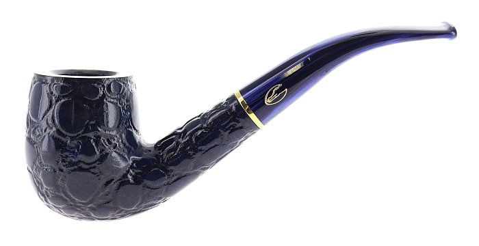 Pipa Savinelli ALLIGATOR 606 blu, finissaggio Alligator, shape Capiente Billiard curva, filtro 9mm