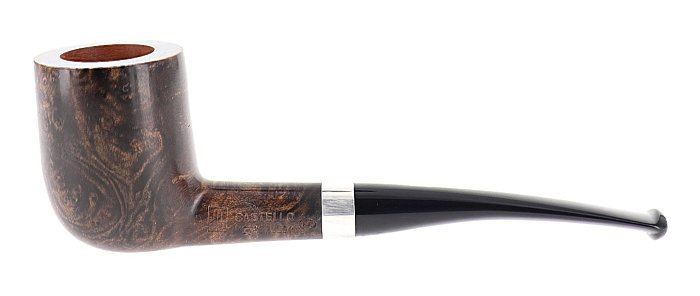 Pipa Castello "CASTELLO" KK liscia marrone shape billiard semicurva vera in argento