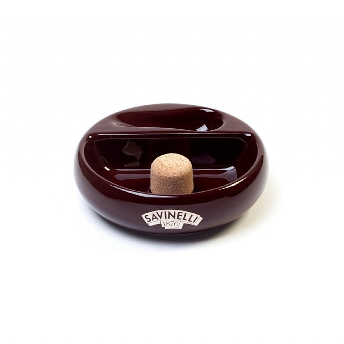 Savinelli - Posacenere in CERAMICA MARRONE con Logo Savinelli e battipipa centrale