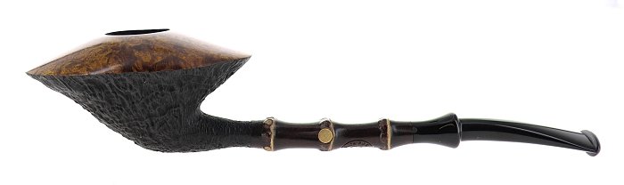 Pipa DUCA BARONE BAMBOO sabbiata scura shape freehand rhodesian semicurva rim liscio marrone