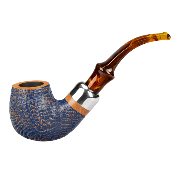 Pipa Vauen - Denim - Sabbiata Curva - Blue - Filtro 9mm