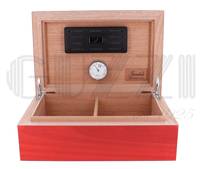 Gentili - Humidor Scatola Umidificata per 30 Sigari o Toscani - Rosso