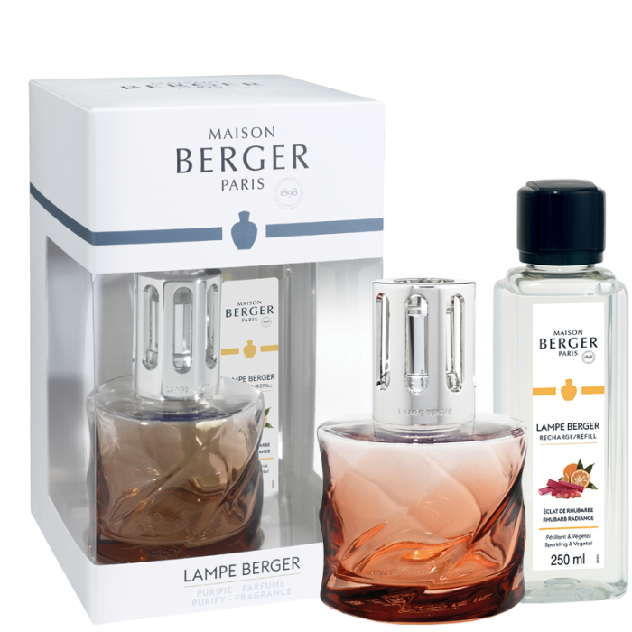 Lampe Berger - Cofanetto SPIRALE -  ROSE AMBRE + 250ml Eclat de Rhubarbe