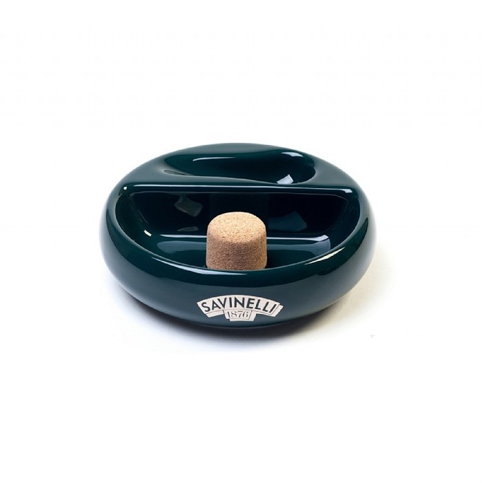 Savinelli - Posacenere in CERAMICA VERDE con Logo Savinelli e battipipa centrale