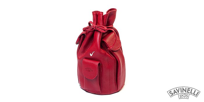Savinelli - Borsa a Sacco per 4 Pipe in Pelle BORDEAUX