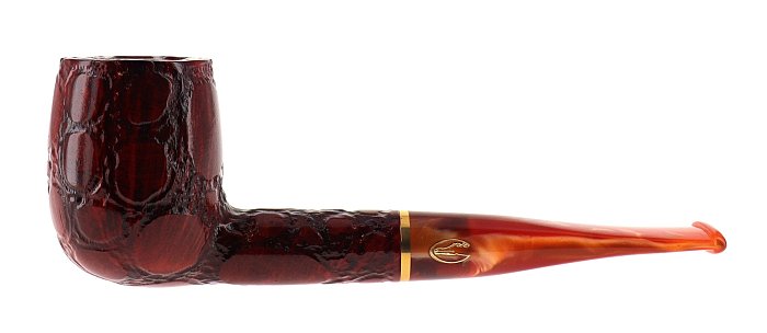 Pipa Savinelli ALLIGATOR 606 rossa, finissaggio Alligator, shape Billiard dritta, filtro 6mm