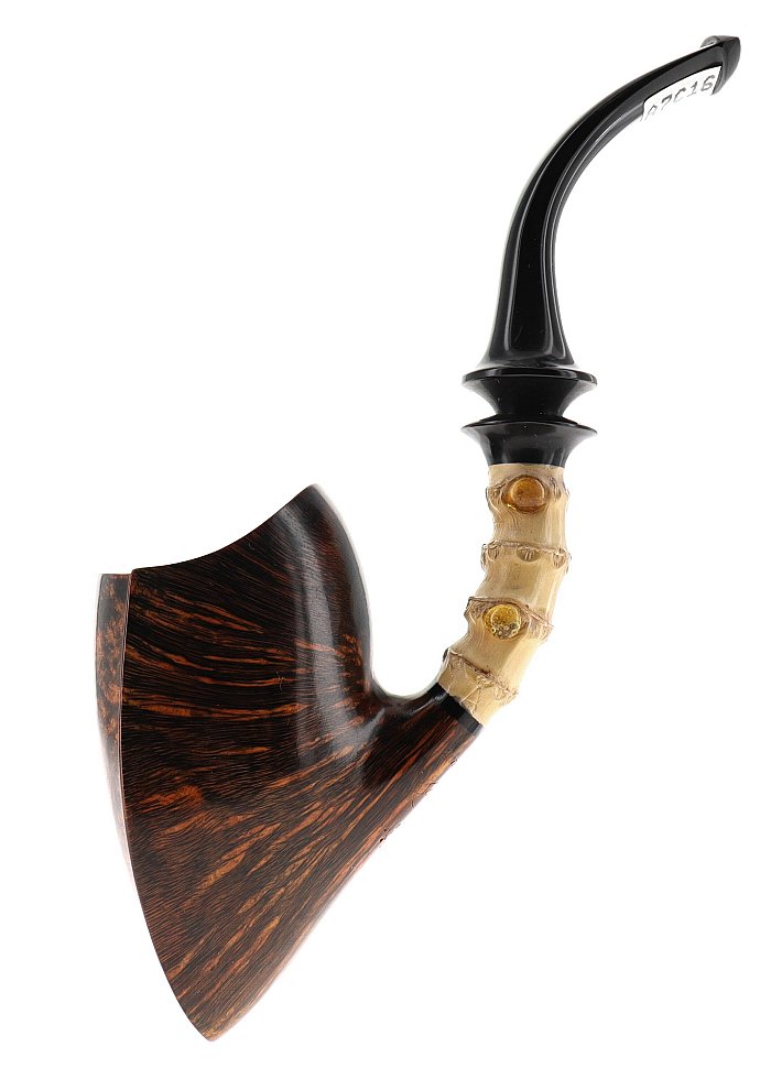 Pipa C-pipe GRUPPO 6 BAMBOO liscia marrone shape freehand bent pickaxe