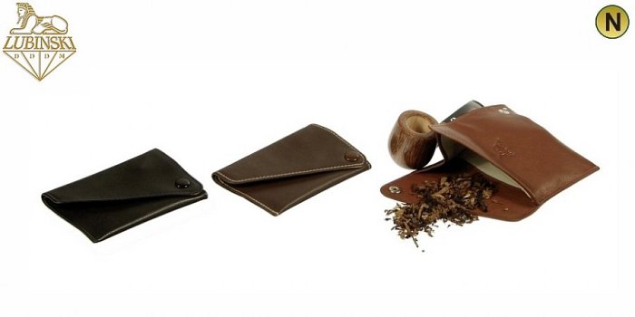 Lubinski - PortaTabacco Nappa Marrone Chiaro Piccola con Bottone