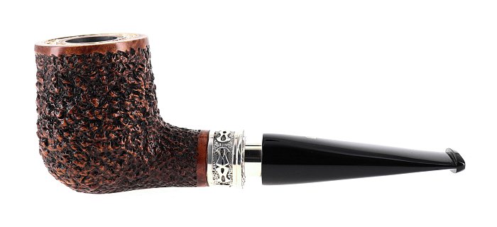 Pipa Ser Jacopo dalla Gemma R1 E DELECTA LEONARDO rusticata marrone shape magnum billiard vera in argento
