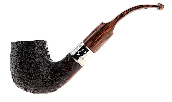 Pipa ASHTON BRINDLE XX sabbiata marrone shape bent billiard con vera in argento