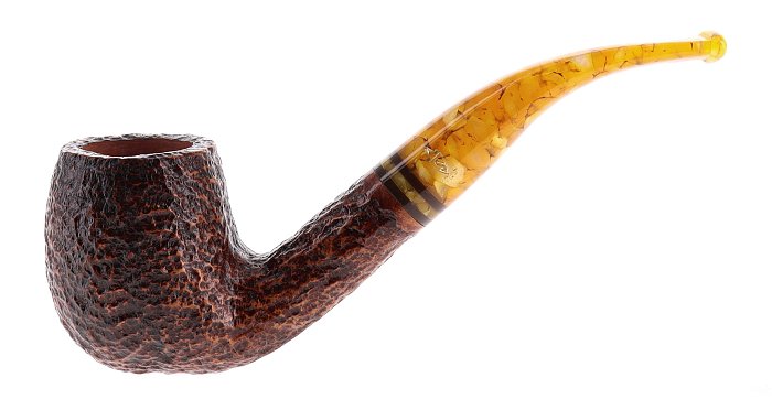 Pipa Savinelli Miele 601, rusticata brownblast, shape Bent Billiard, filtro 9mm