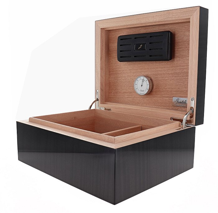 Gentili - Humidor Scatola Umidificata ACERO FRISEE per 50 Sigari o 100 Toscani