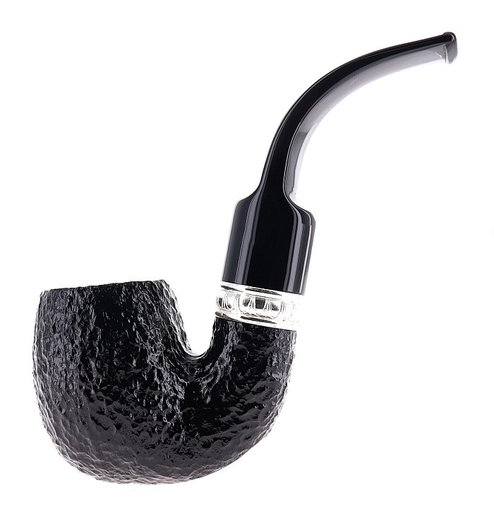 Pipa Savinelli TREVI 614 Billiard molto curva, rusticata marrone scuro, filtro 6mm