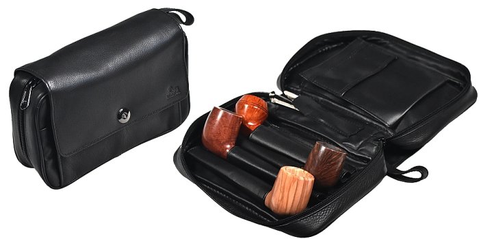 Lubinski - Linea "Magnet" Trousse 3 Scomparti (4 Pipe - Tabacco - Accessori)