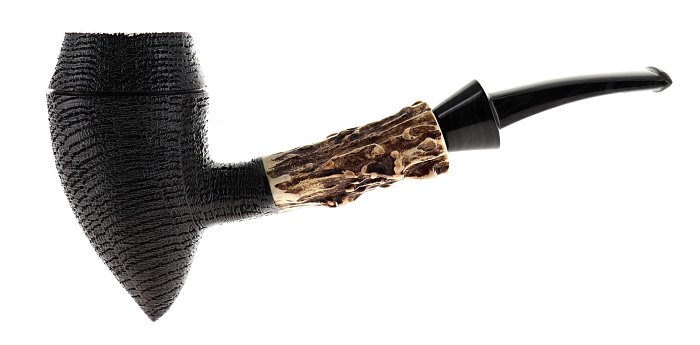 Pipa LA BIOTA Morta Bog Oak shape pickaxe semicurva inserto in corno