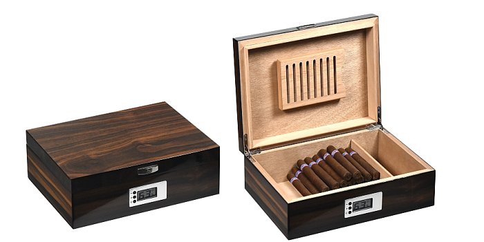 Lubinski - Scatola Umidificata Digitale in Legno di Yellow Ebony - 60 Sigari