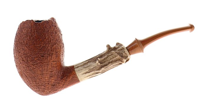 Pipa LA BIOTA sabbiata chiara shape half bent egg pickaxe unserto in corno