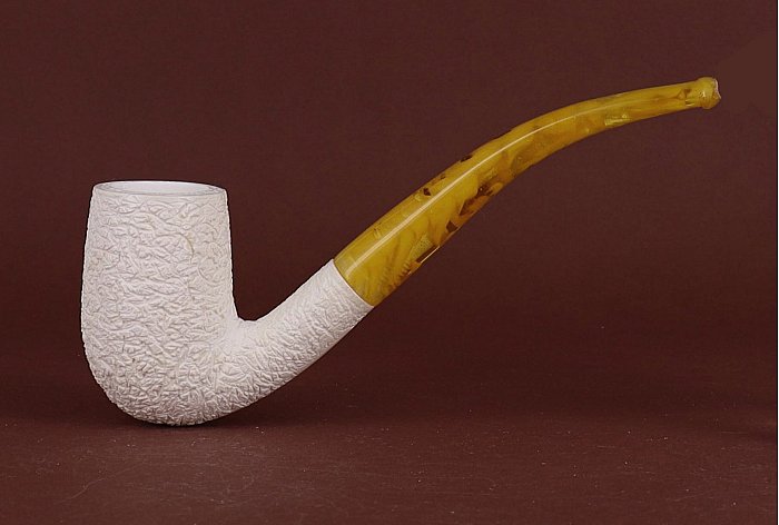 Pipa in Schiuma di mare Altinay rusticata shape petite bent billiard