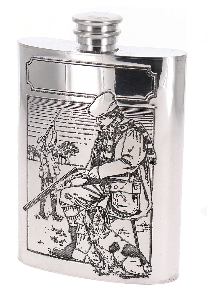 Arcadia - Fiasca in Peltro Inglese 4 oz - scena Caccia