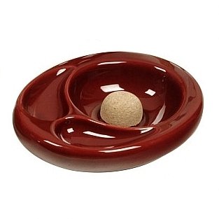Lubinski - Posacenere con Battipipa Ceramica OVALE Bordò con 2 Poggiapipe