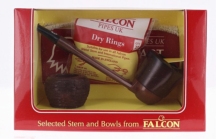Pipa FALCON base marrone dritta con teste Dublin e Apple