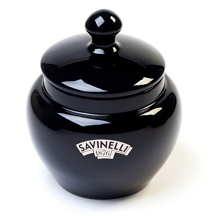 Savinelli - Vaso Porta Tabacco LOGO in Ceramica Nero - Umidificato