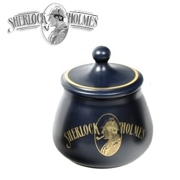 Lubinski - Vaso Porta Tabacco Bombato Piccolo in Ceramica Blu - Umidificato