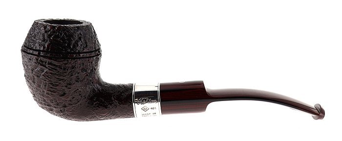 Pipa ASHTON BRINDLE XXX sabbiata marrone shape half bent rounded bulldog vera in argento