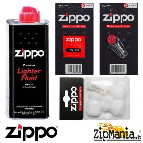 Ricambi Kit D - Benzina 125ml + 6 Pietrine + Stoppino + Ovatta-Feltrino