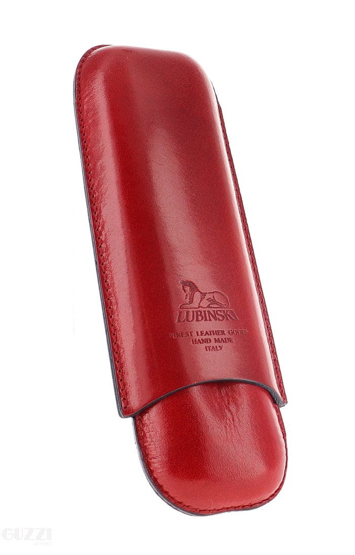 Lubinski - Porta Sigari in Cuoio Round - 2 PIRAMIDE - Rosso/Nero