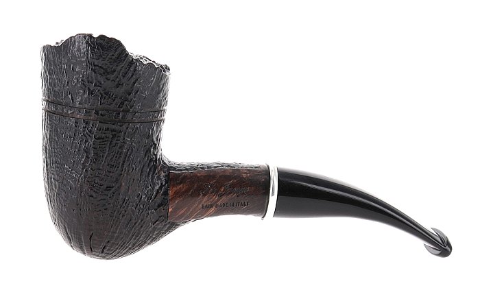Pipa Ser Jacopo dalla Gemma S1 C FOEDA 2 sabbiata scura shape magnum dublin barktop semicurva vera in argento