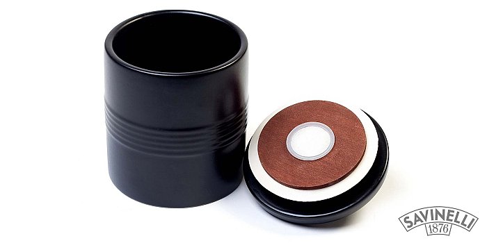 Savinelli - Vaso Porta Tabacco in Ceramica Nero - Umidificato