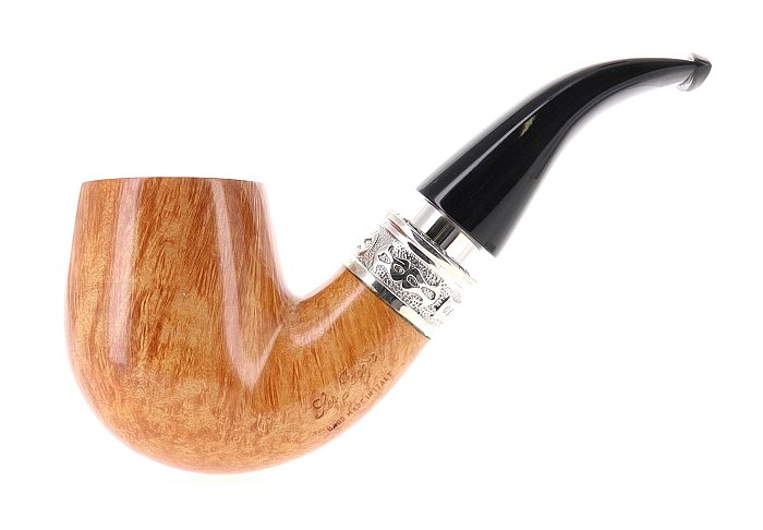Pipa Ser Jacopo dalla Gemma L1 C DELECTA liscia chiara shape bent billiard vera in argento