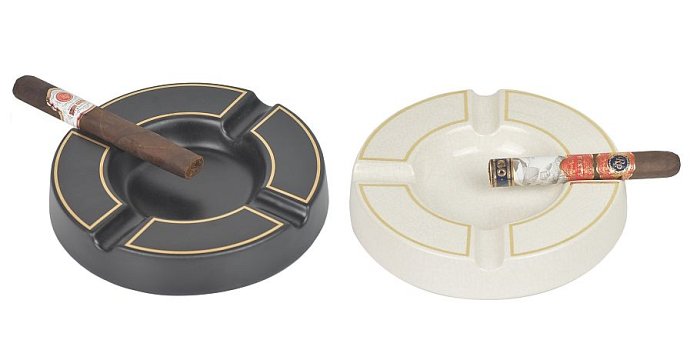 Lubinski - Posacenere Round Ceramica Bianco Decorato