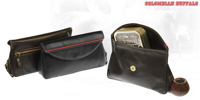 Lubinski - Borsa porta tabacco COLOMBIAN BUFFALO (2 Scomparti) - NERO